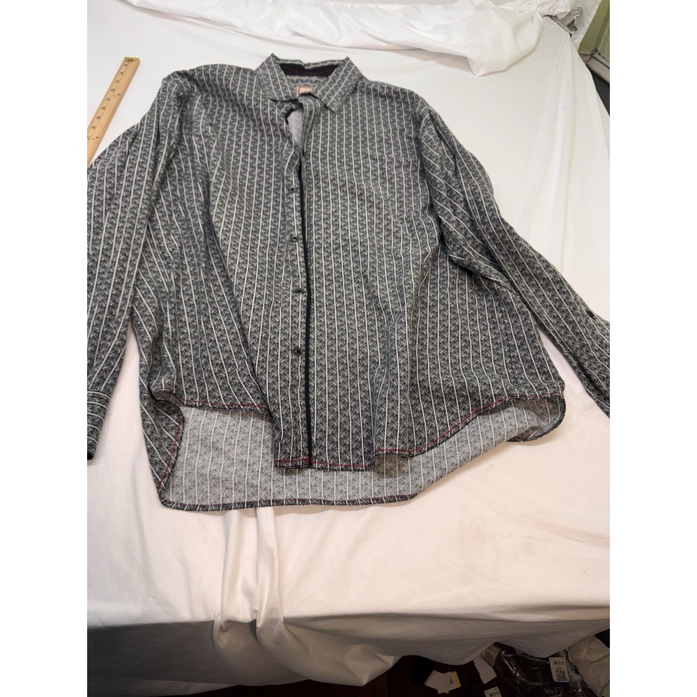 Verona Italian Design Men's Xl‎ 100% Cotton  Long Sleeve Button Shirt Geo Gothic